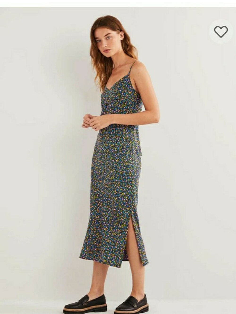 Boden Navy Multi Ditsy Floral Slip Midi Dress